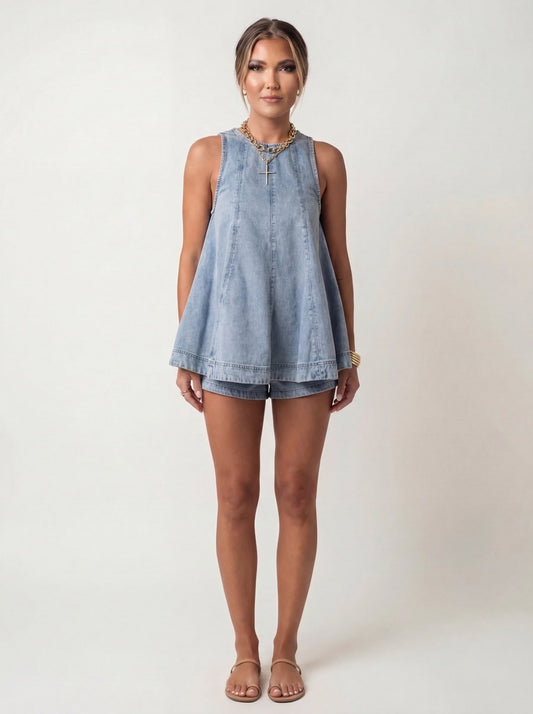 Denim Two Piece Set